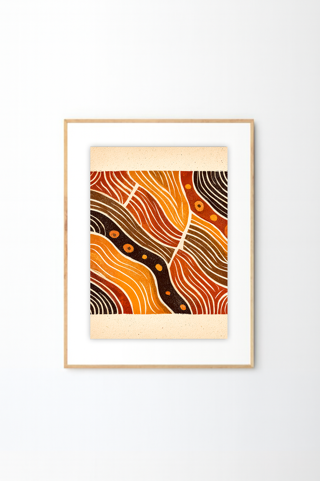 Afro-Bohemian Abstract Line Art | Earth Tone African-Inspired Wall Print