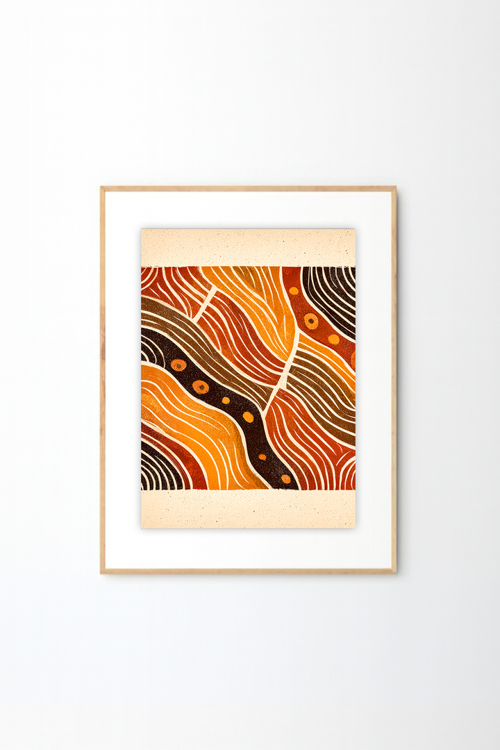 Afro-Bohemian Abstract Line Art | Earth Tone African-Inspired Wall Print
