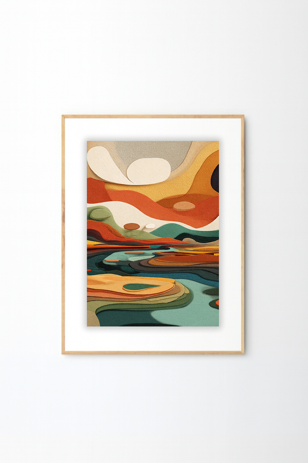 Afro Abstract Landscape Wall Art – African Inspired Earth Tone Modern Wall Decor