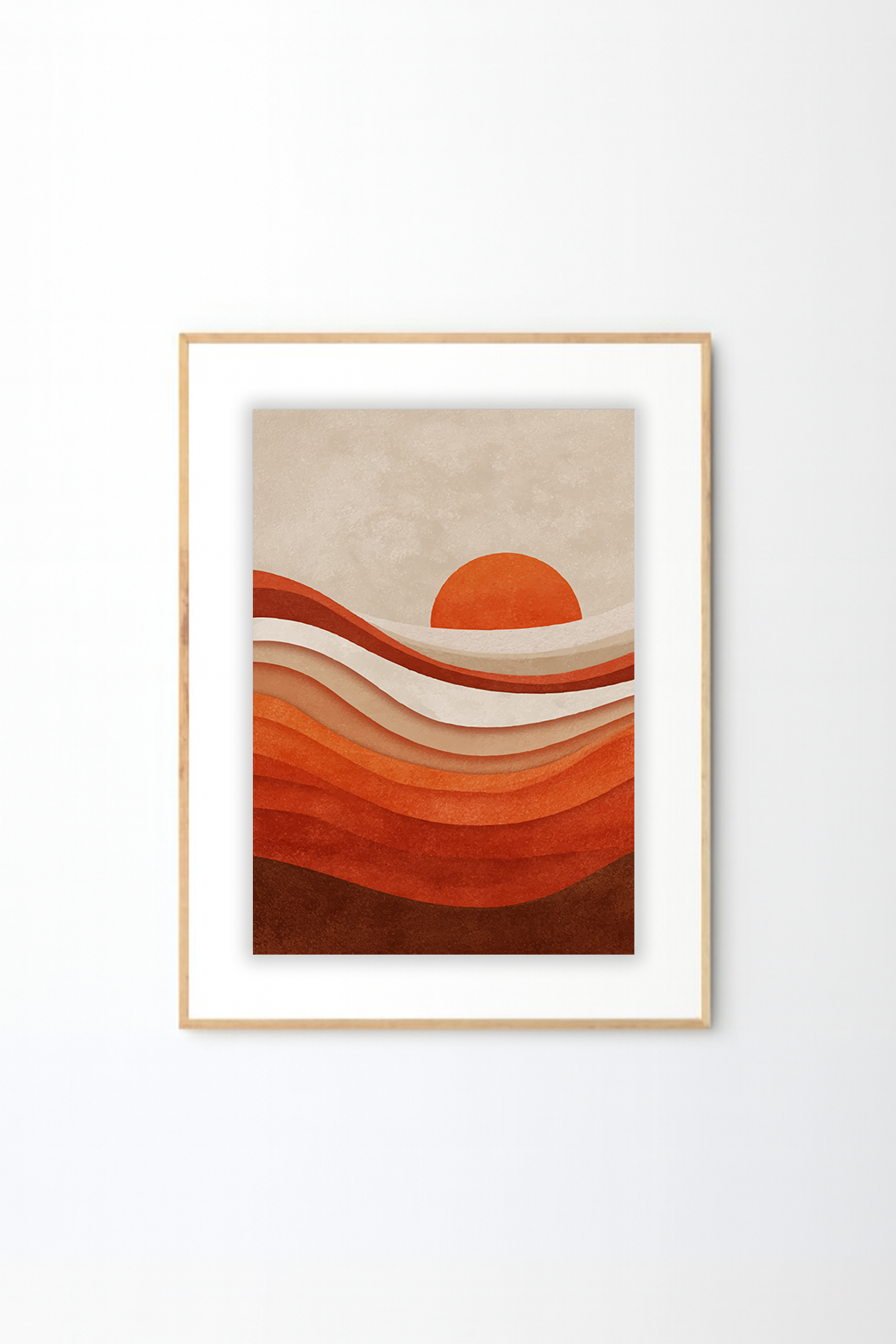 Afro Sunset Abstract Wall Art – African Inspired Earth Tone Landscape Modern Wall Decor