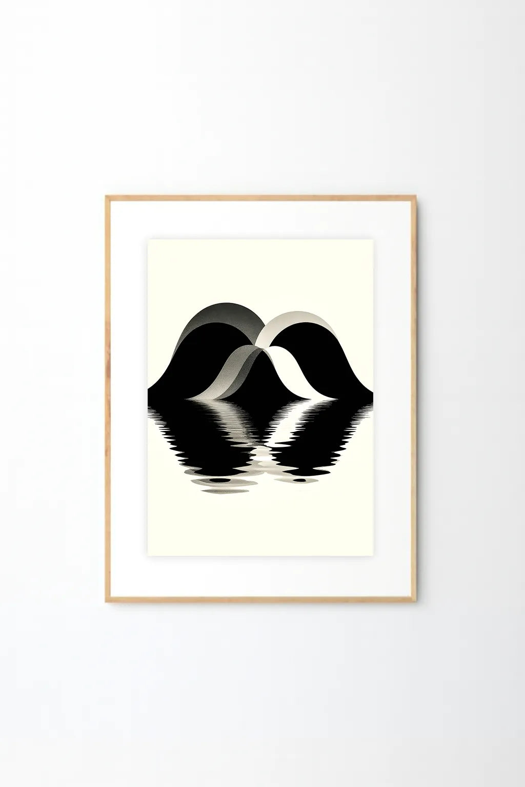 Abstract Mountain Reflection Wall Art – Minimal Modern Black & White Print