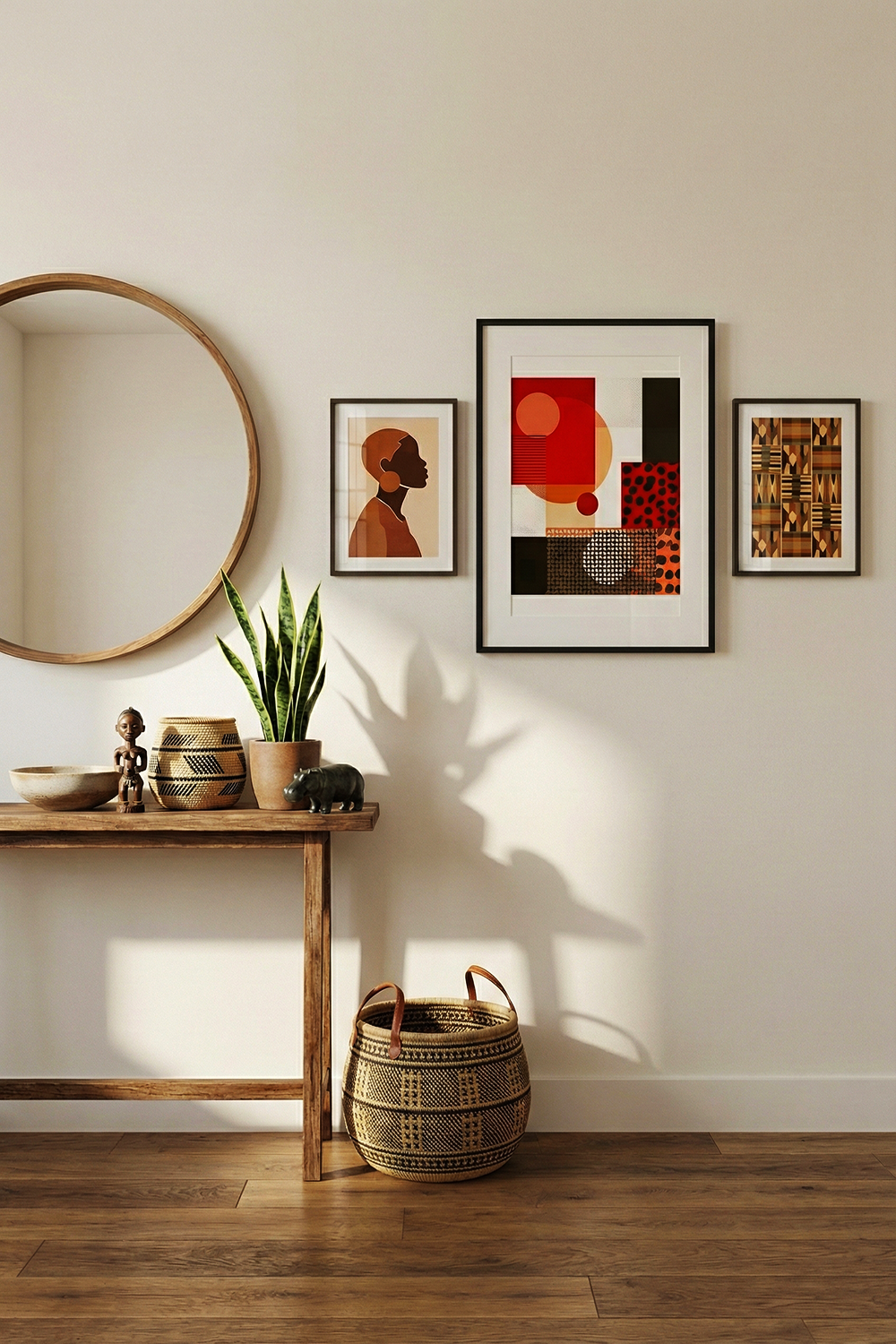 Afro-Boho Abstract Wall Art | Earth Tone Geometric Print for Modern Boho Decor