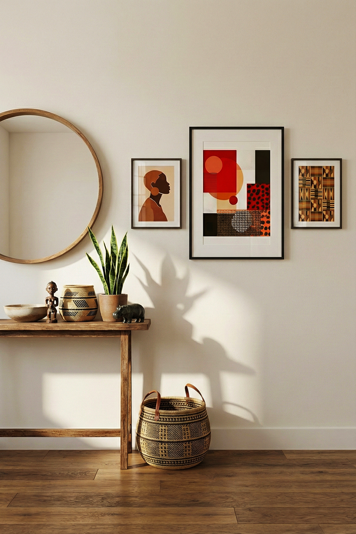 Afro-Boho Abstract Wall Art | Earth Tone Geometric Print for Modern Boho Decor