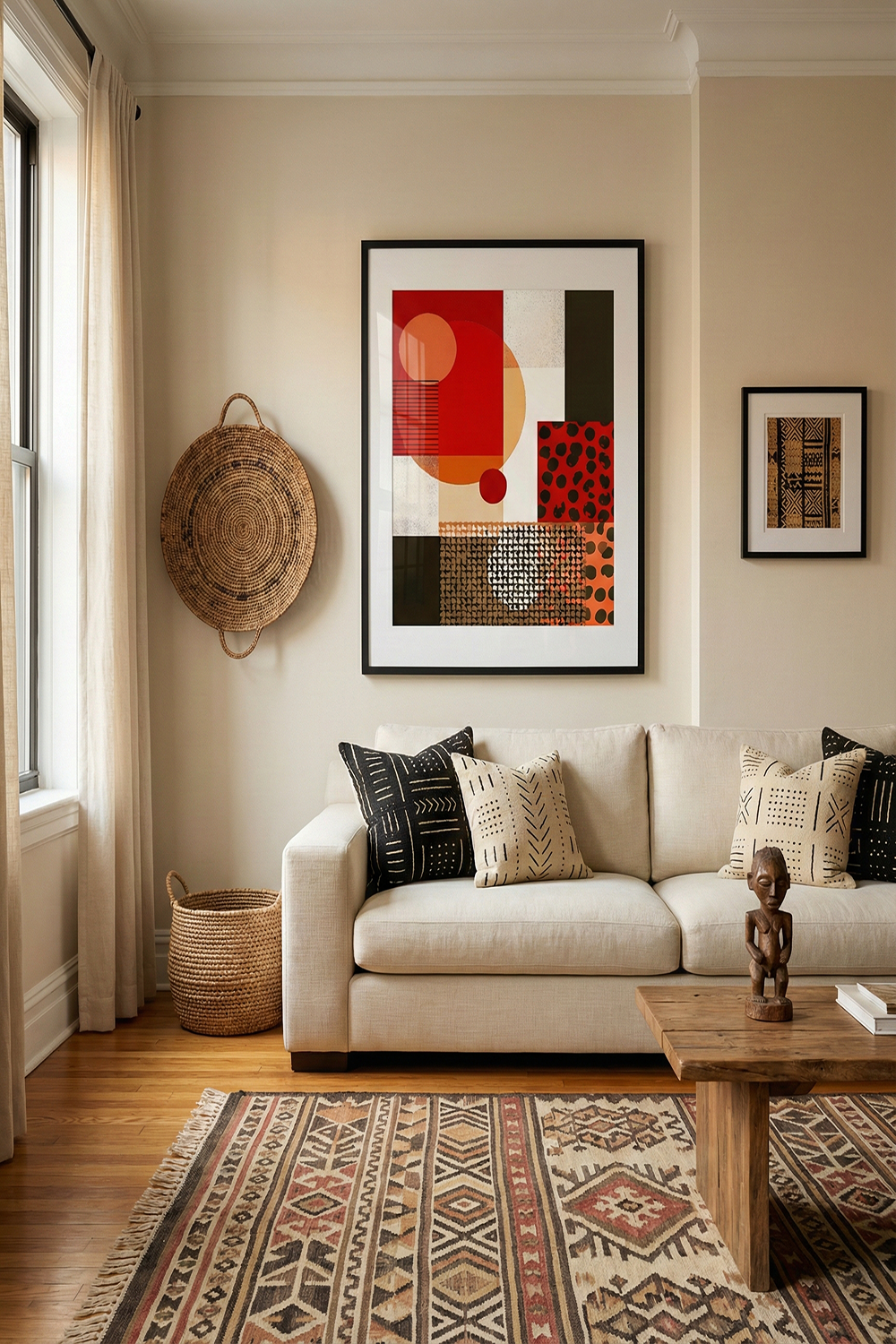 Afro-Boho Abstract Wall Art | Earth Tone Geometric Print for Modern Boho Decor