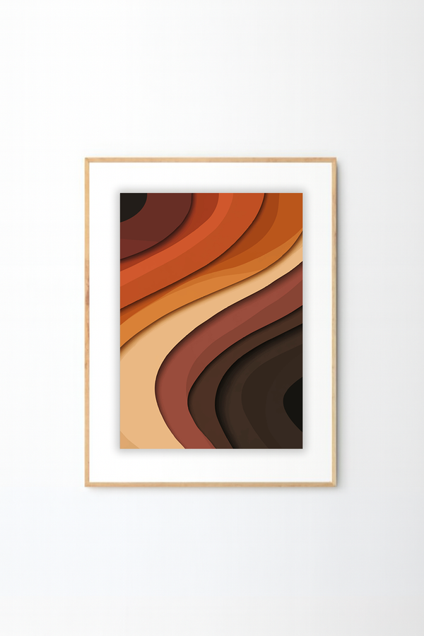 Afro Abstract Wave Wall Art – African Inspired Earth Tone Modern Wall Decor