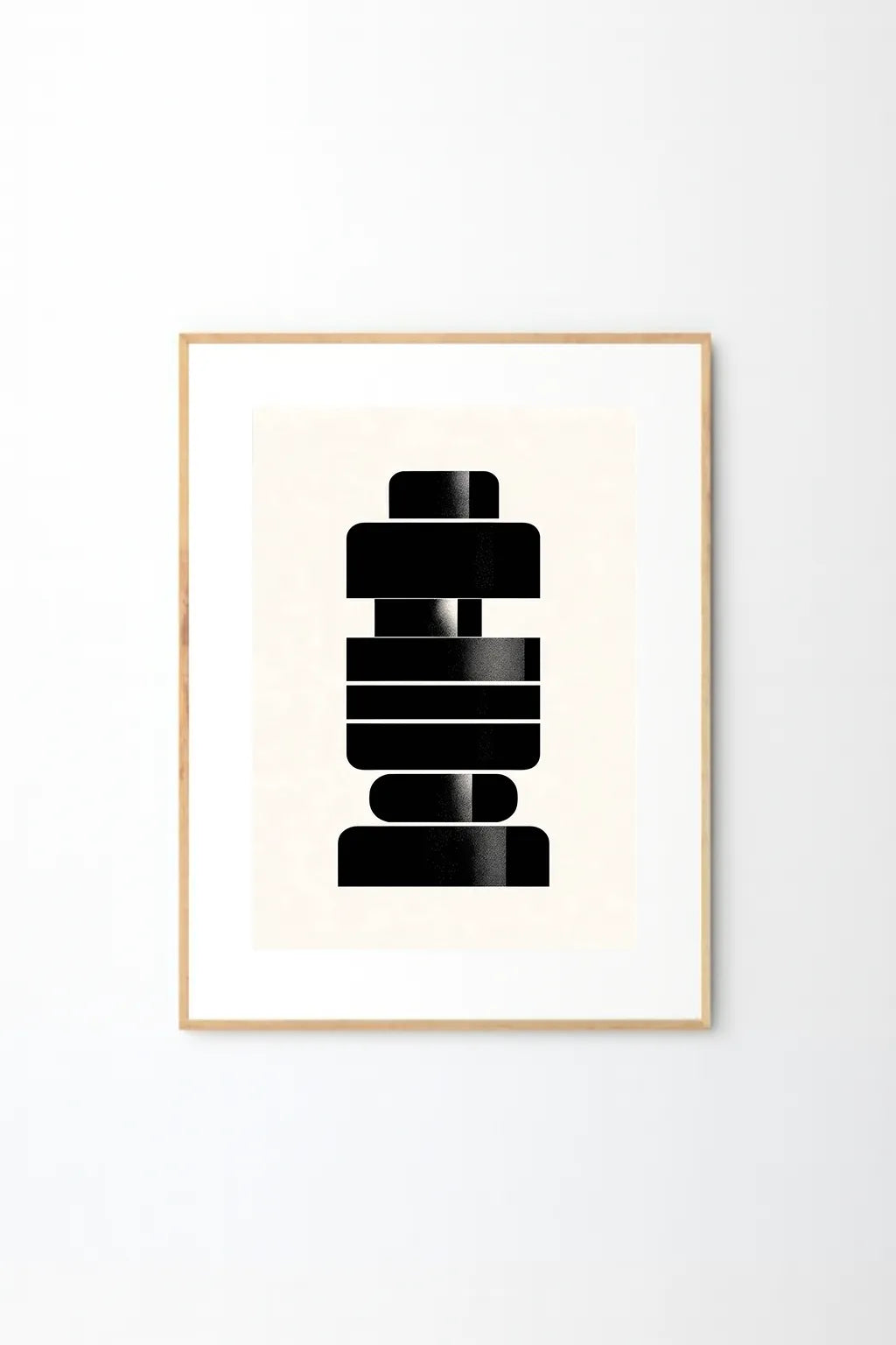 Modern Geometric Stacked Shapes Print – Minimalist Black Abstract Wall Art