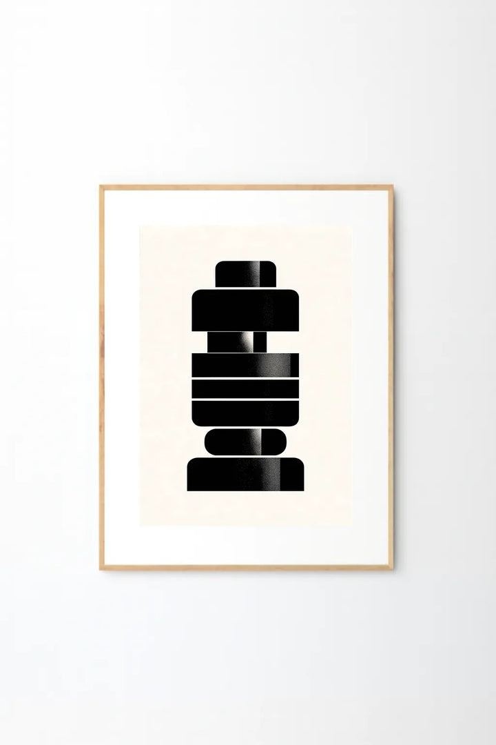 Modern Geometric Stacked Shapes Print – Minimalist Black Abstract Wall Art