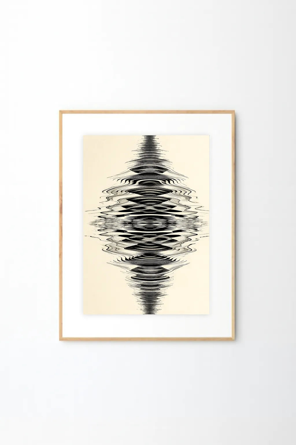 Abstract Soundwave Reflection Art Print – Modern Black & White Minimal Wall Art