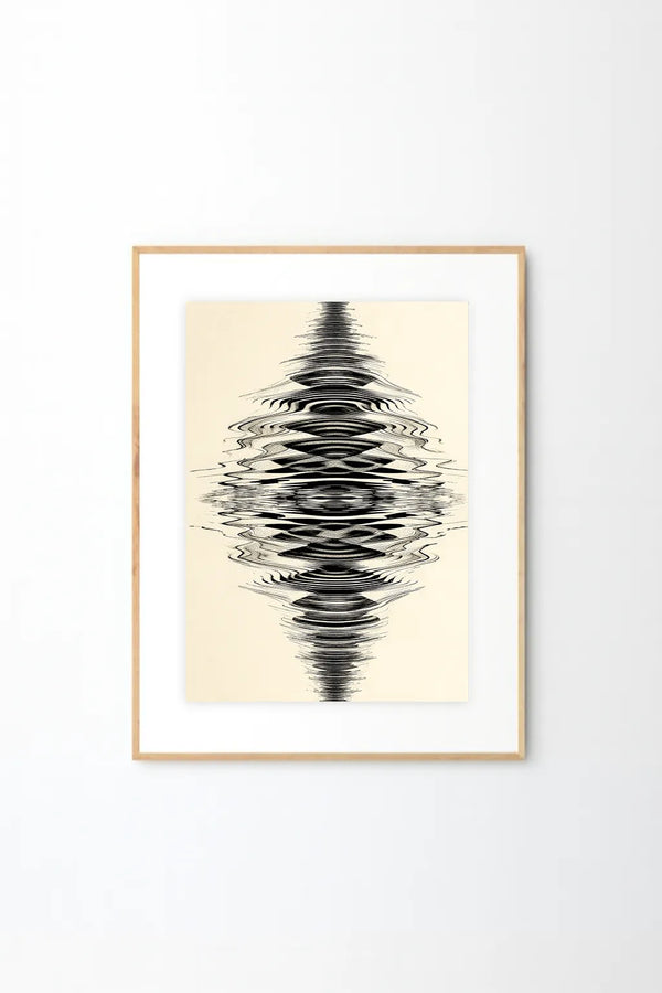 Abstract Soundwave Reflection Art Print – Modern Black & White Minimal Wall Art
