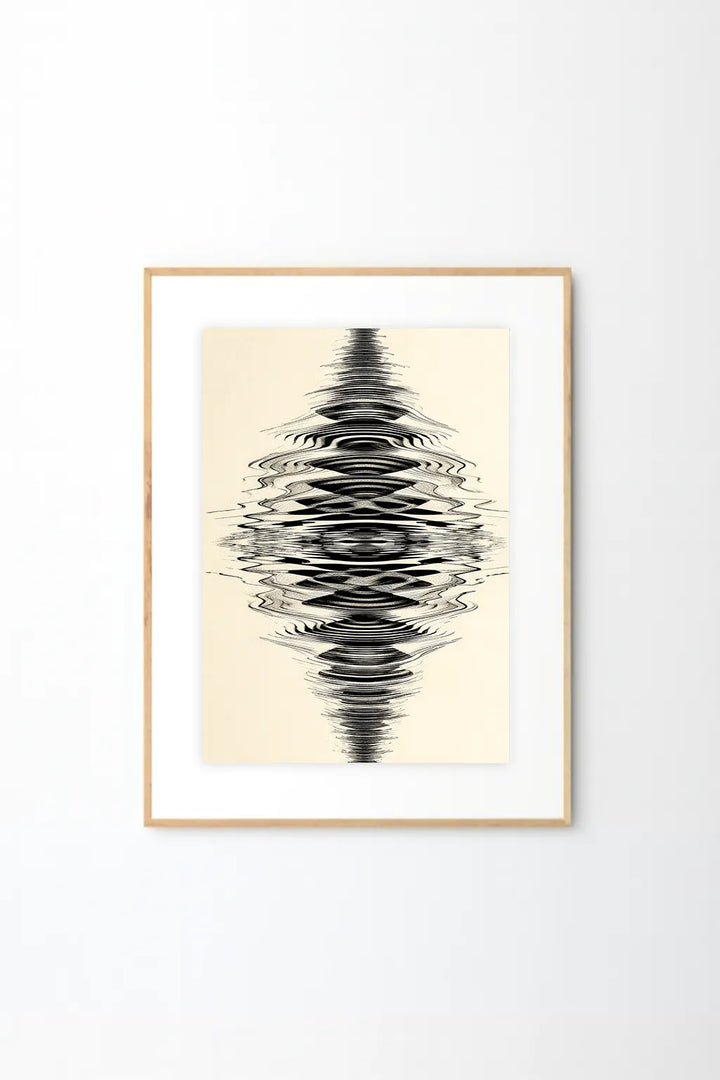 Abstract Soundwave Reflection Art Print – Modern Black & White Minimal Wall Art