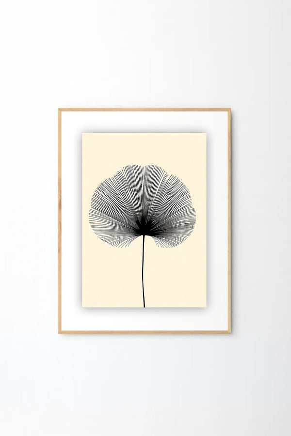 Minimal Botanical Line Art Print – Elegant Black Flower Illustration