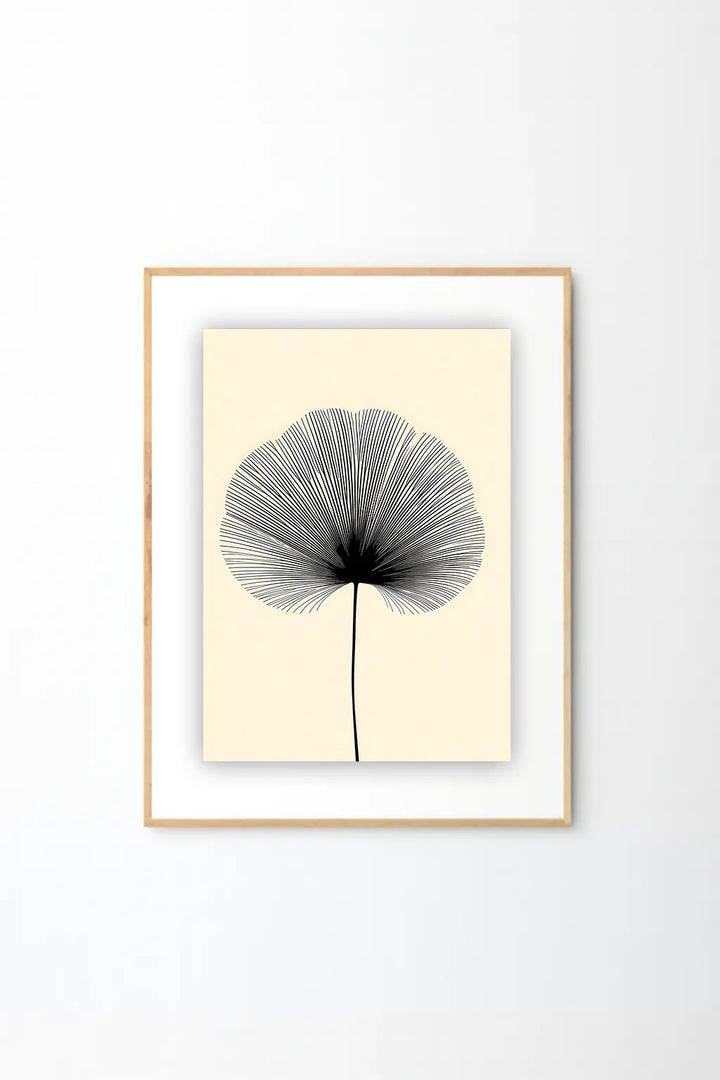 Minimal Botanical Line Art Print – Elegant Black Flower Illustration
