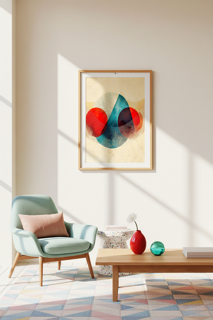 Funhaus Soft Geometric Abstract Wall Art | Modern Color Overlap Print
