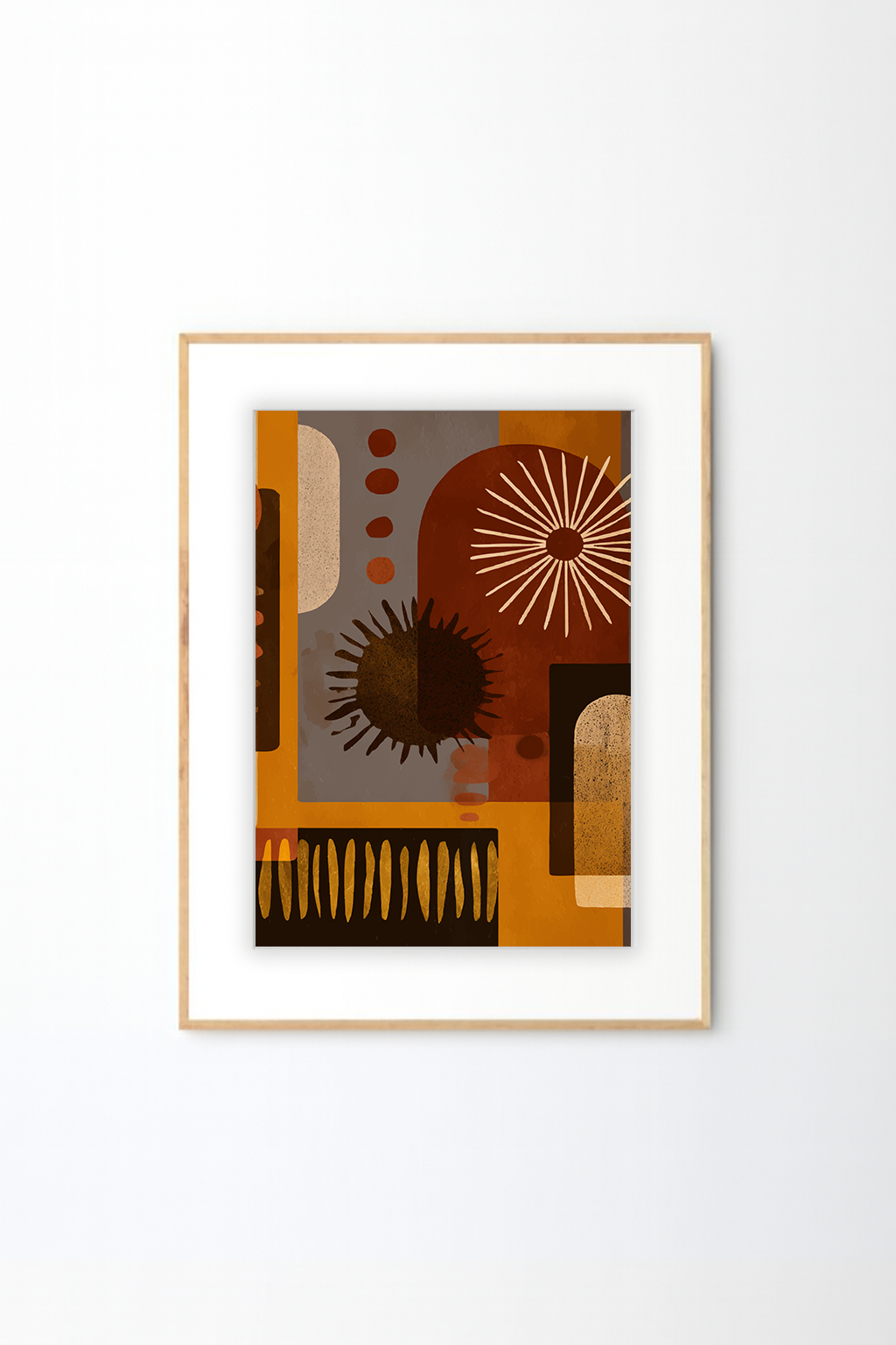 Afro Abstract Geometric Wall Art – Earth Tone African-Inspired Print