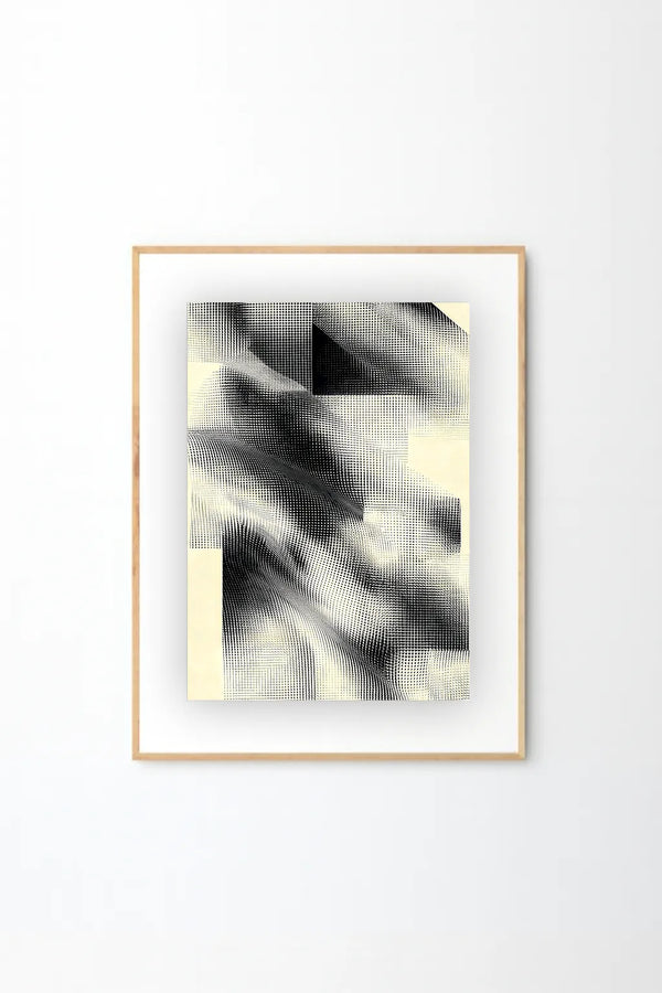 Abstract Mesh Wave Art Print – Modern Black & White Textured Wall Art