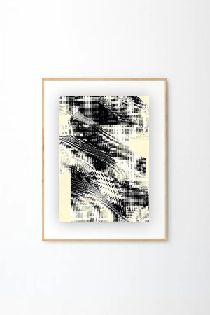 Abstract Mesh Wave Art Print – Modern Black & White Textured Wall Art