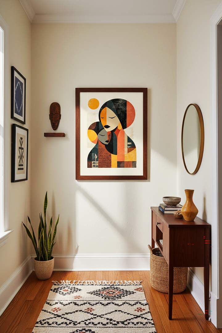 Afro Mother & Child Wall Art – Modern Afro Abstract Canvas Print