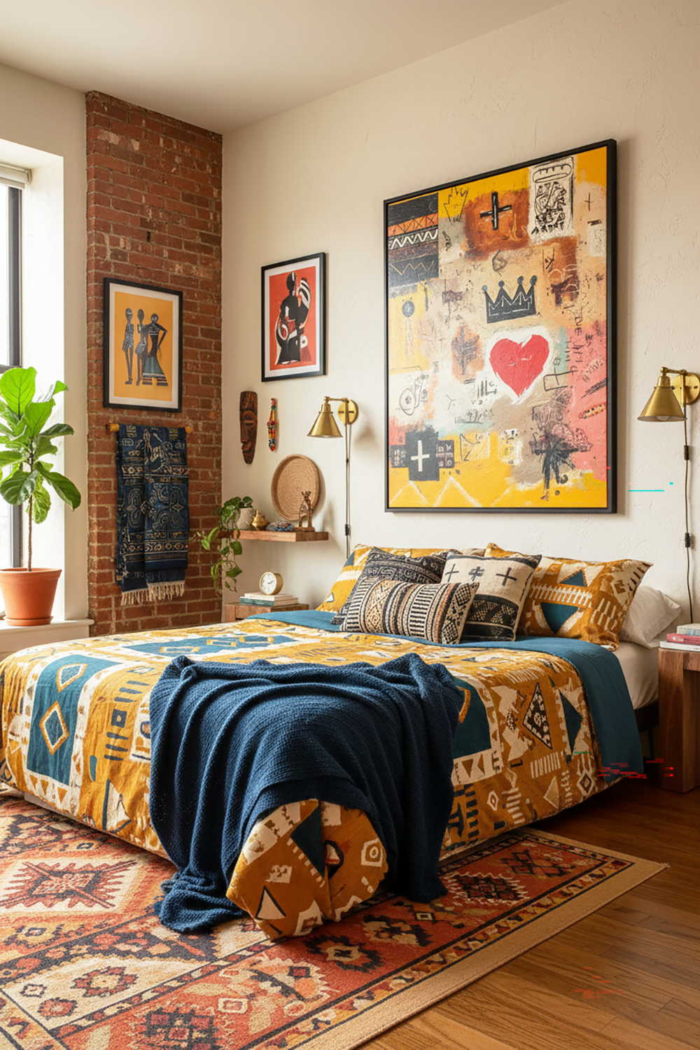 African Neo-Expressionist Wall Art - Yellow & Red Canvas