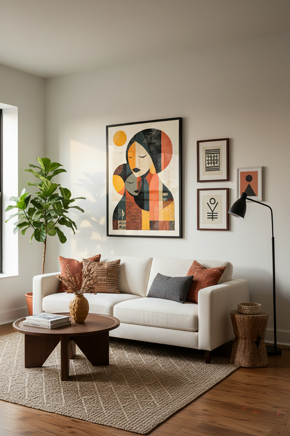 Afro Mother & Child Wall Art – Modern Afro Abstract Canvas Print