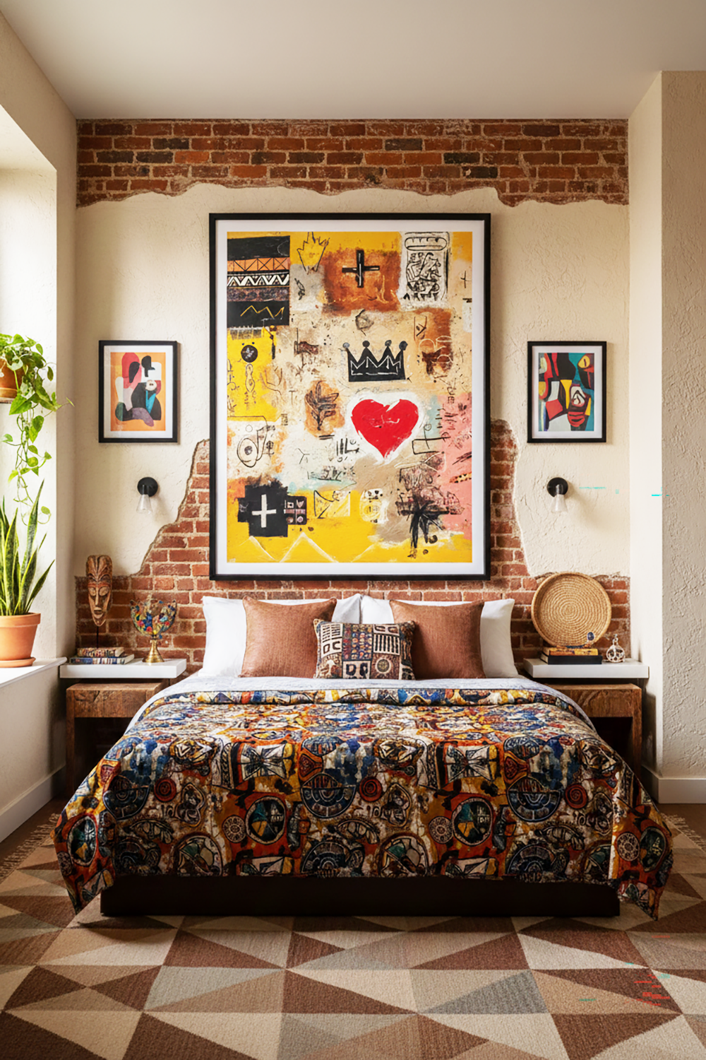 African Neo-Expressionist Wall Art - Yellow & Red Canvas