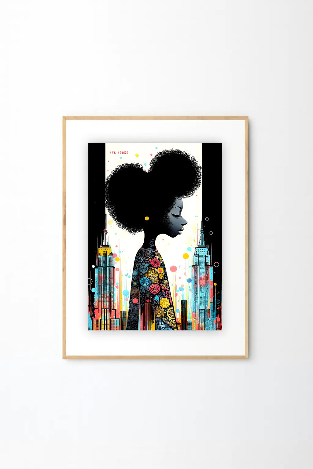 Afro Urban Muse Art Print – Vibrant Cityscape & Modern Portrait Illustration