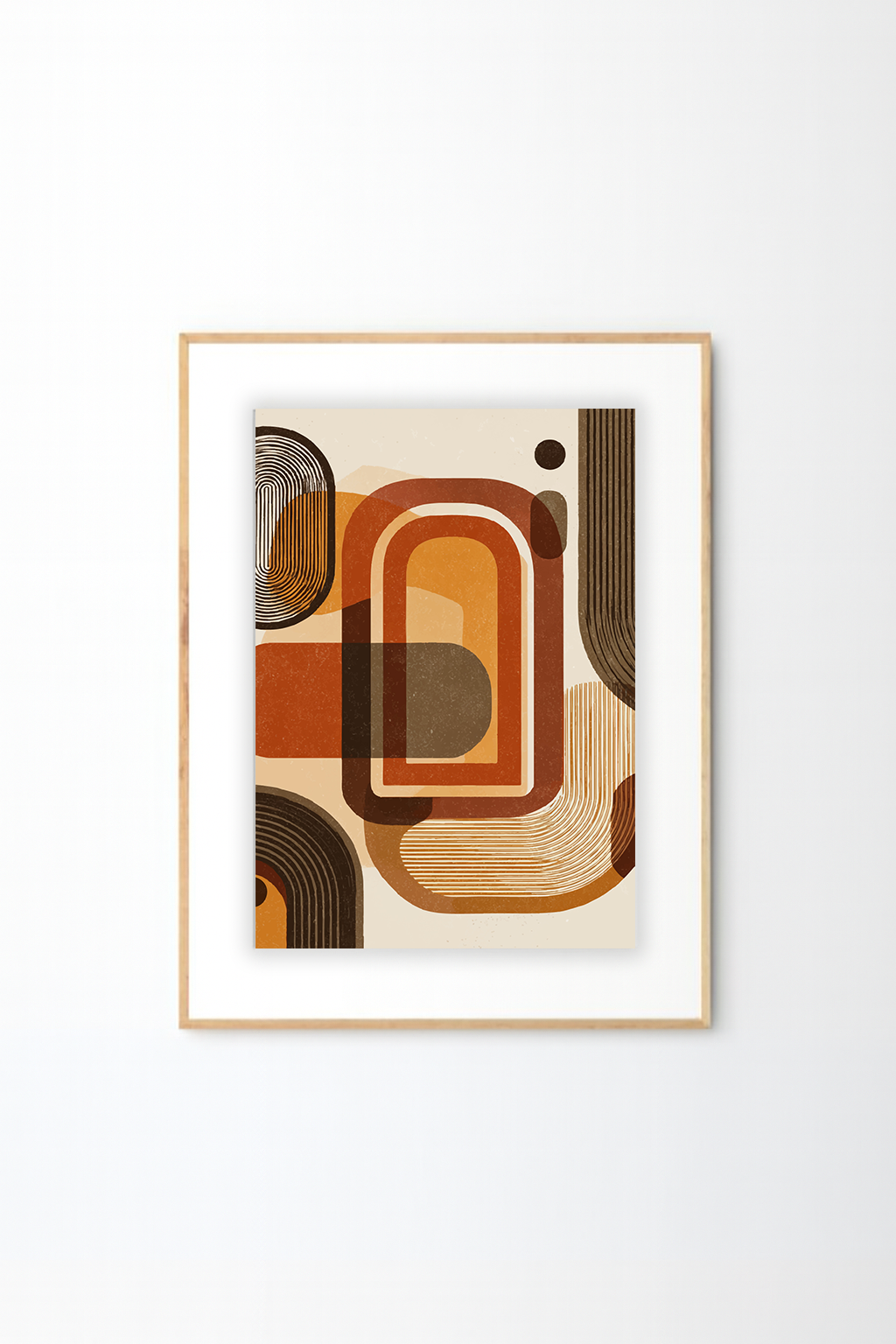 Afro Abstract Geometric Wall Art – African Inspired Retro Earth Tone Modern Decor