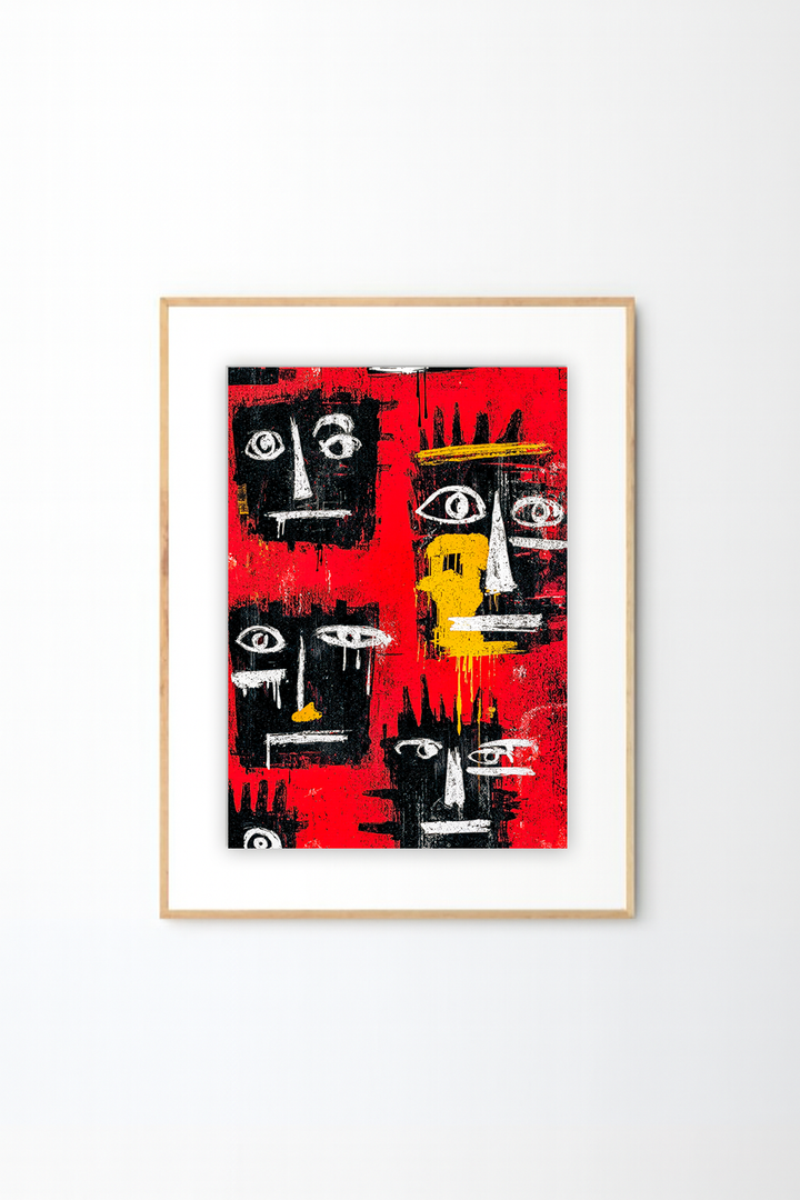 African Tribal Street Art Print - Abstract Red Canvas