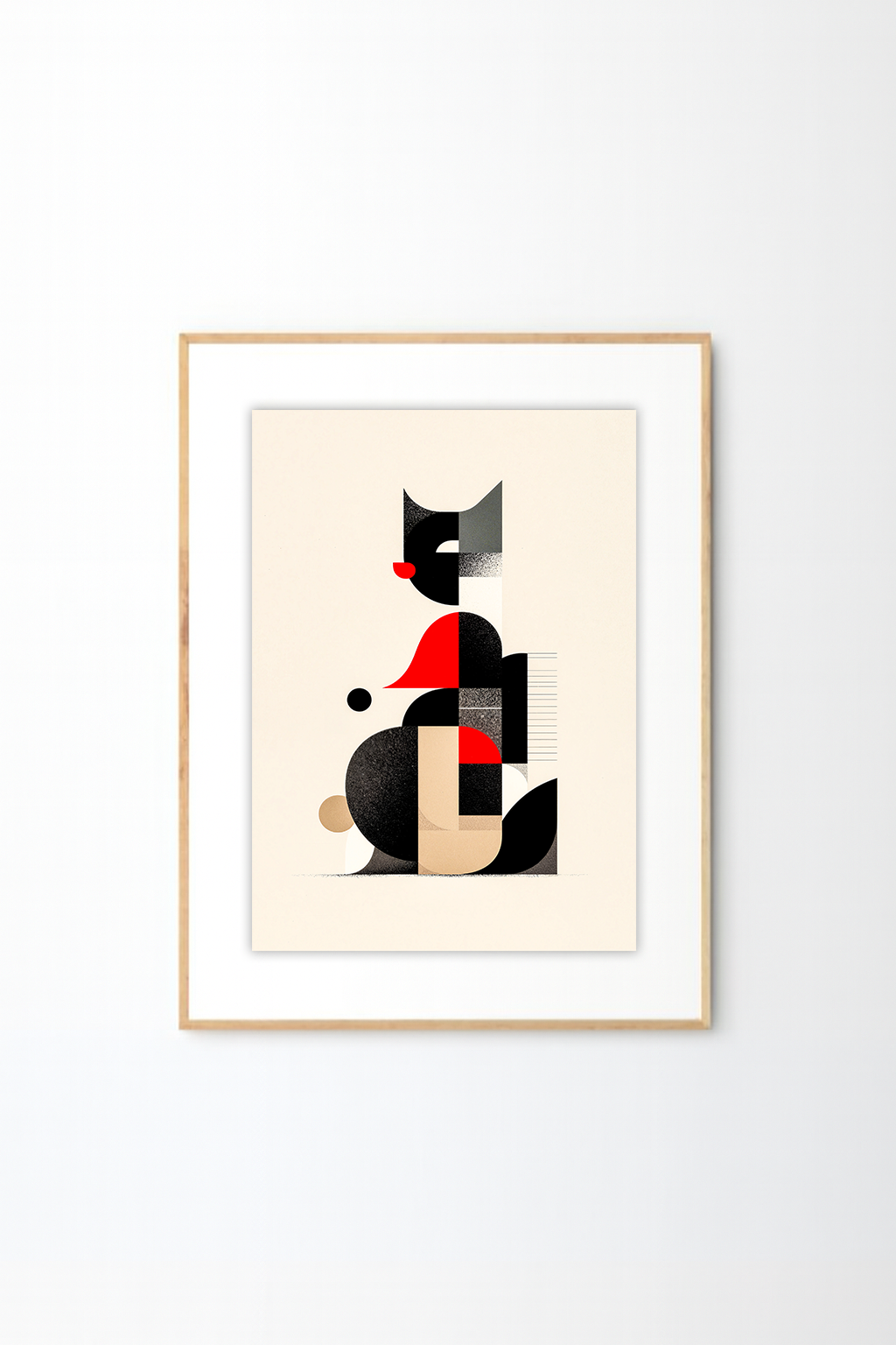 Funhaus Abstract Cat Wall Art | Playful Modern Geometric Animal Print