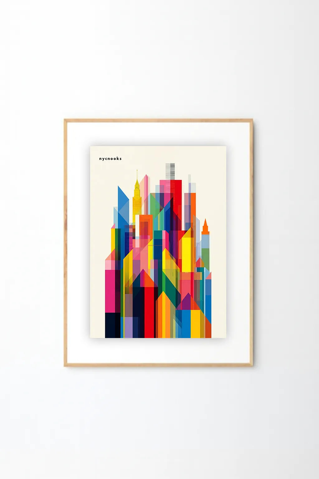 Colorful Geometric NYC Skyline Art Print – Modern Abstract Cityscape Illustration