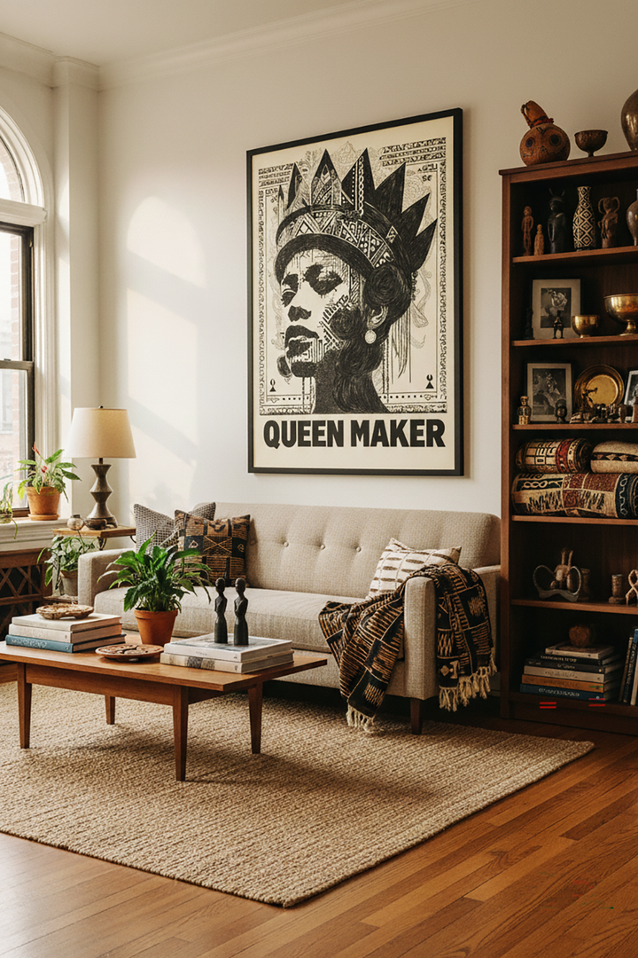 African Black and White Wall Art - Queen Maker Canvas