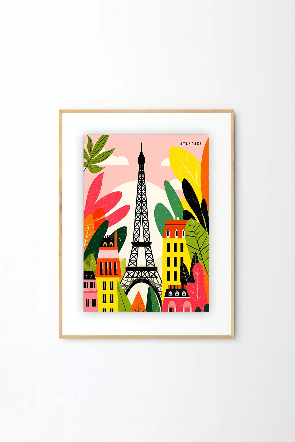 Colorful Paris Illustration Art Print – Modern Eiffel Tower & Cityscape Wall Art