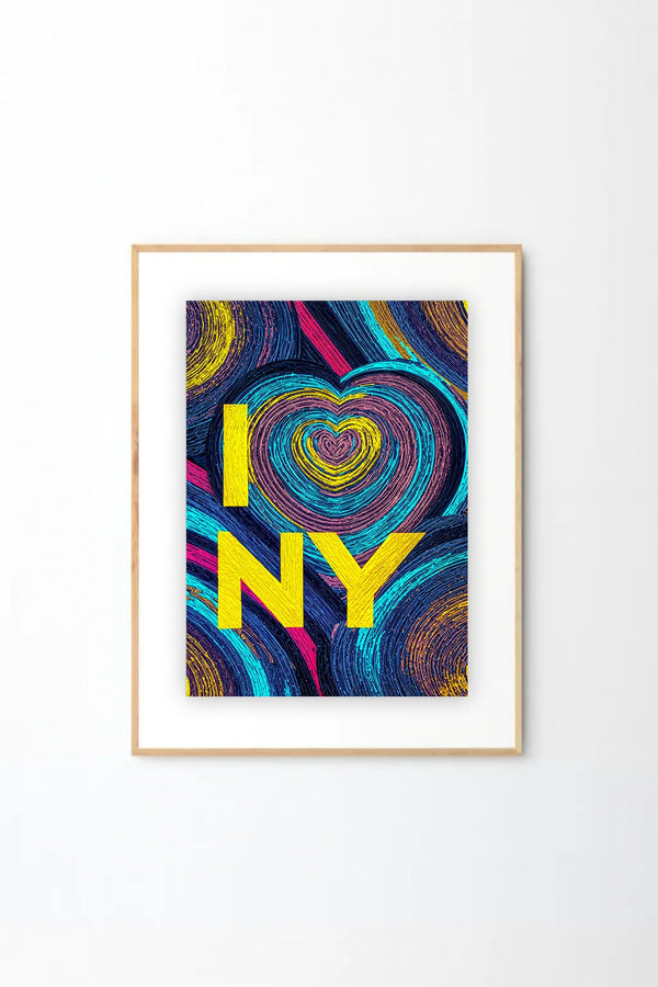 Vibrant Heart NYC-Inspired Art Print – Colorful Abstract Love Illustration
