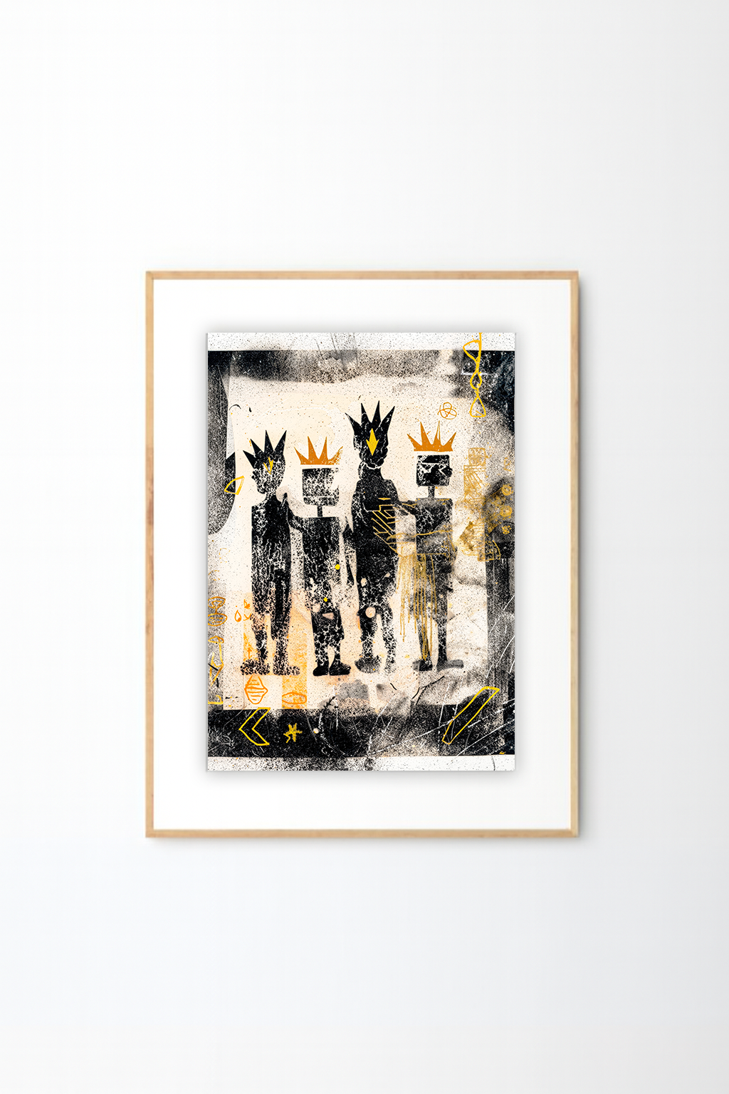 African Contemporary Art Print - Four Figures with Crowns