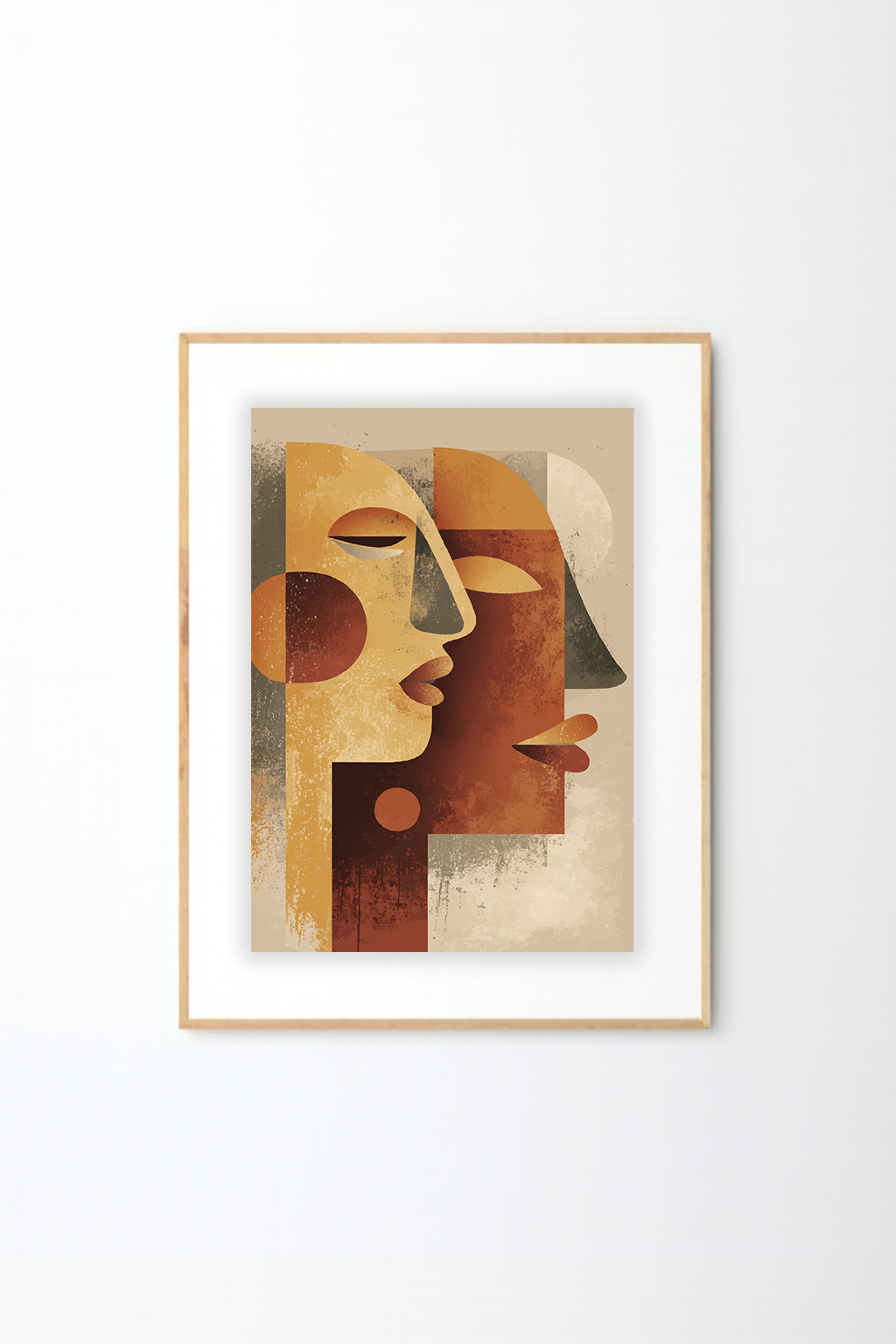 Afro Abstract Face Wall Art – African Inspired Dual Portrait Modern Wall Decor
