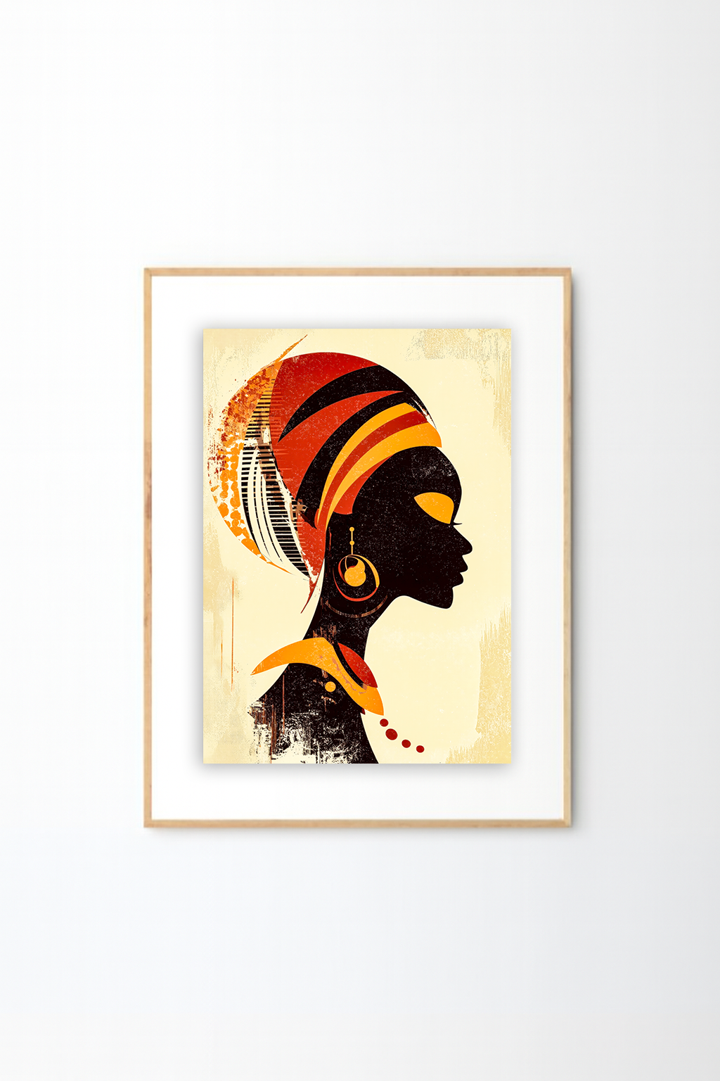 Afro Woman Silhouette Wall Art – Modern Afro Abstract Canvas Print