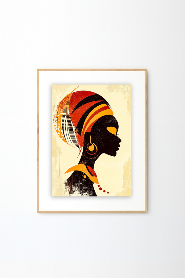 Afro Woman Silhouette Wall Art – Modern Afro Abstract Canvas Print
