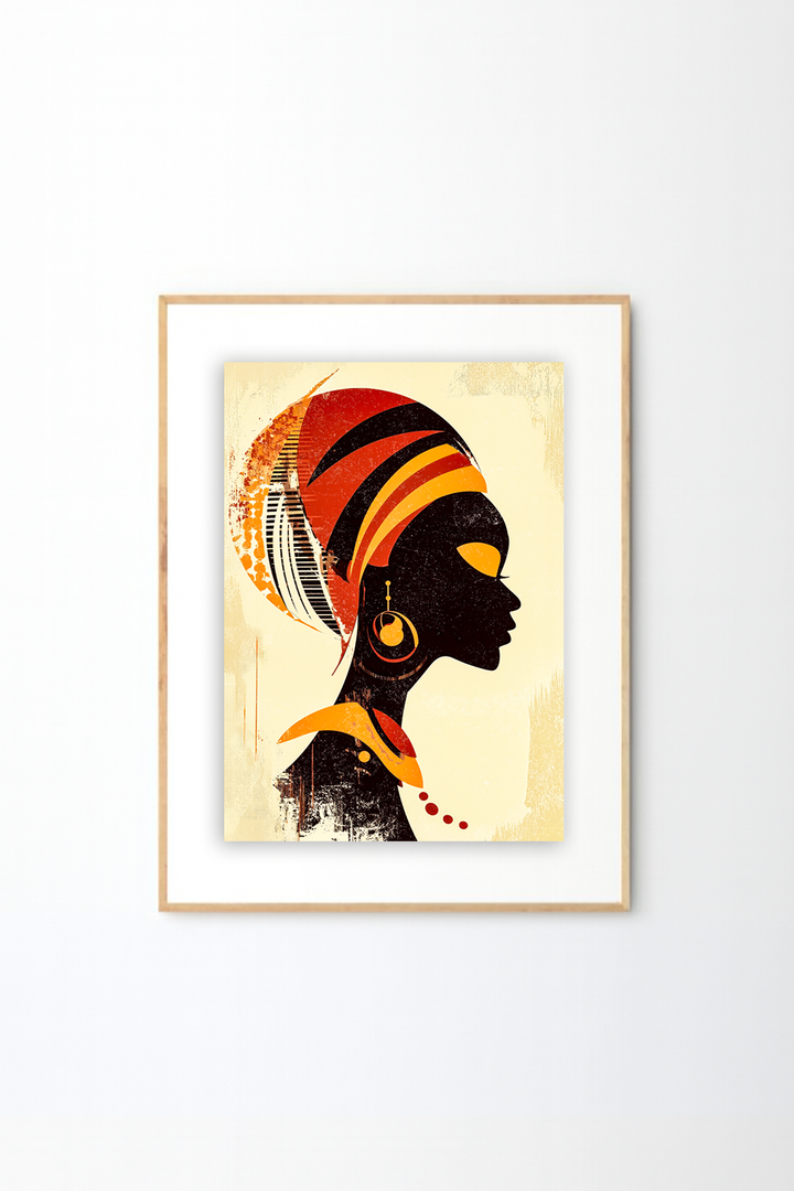 Afro Woman Silhouette Wall Art – Modern Afro Abstract Canvas Print