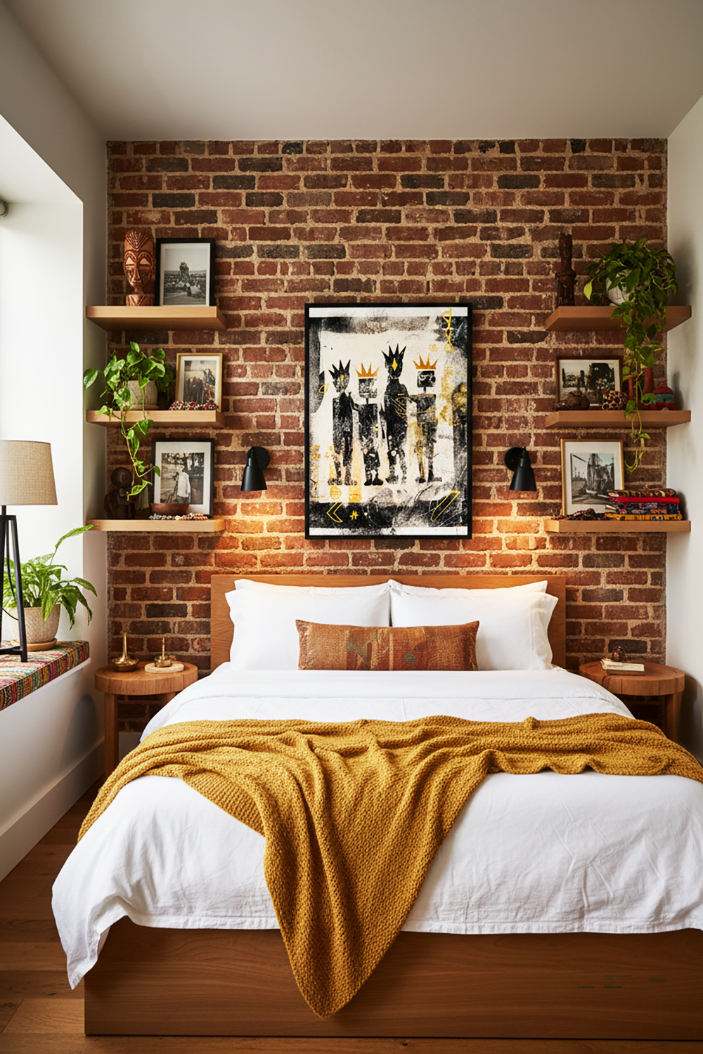 African Contemporary Art Print - Four Figures with Crowns