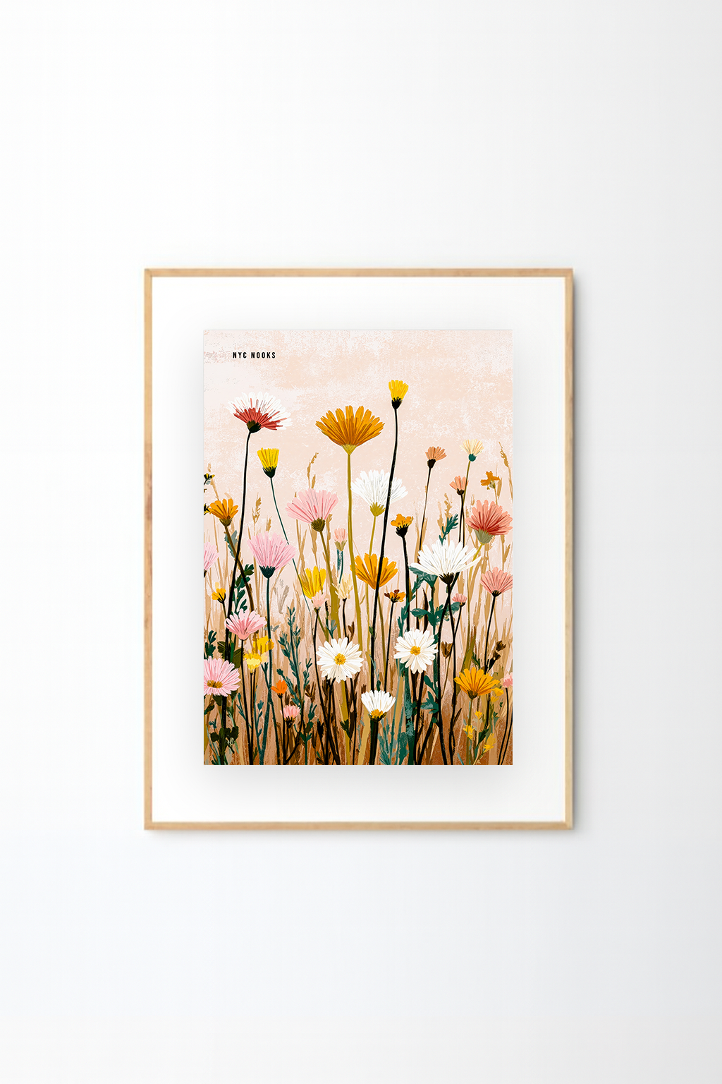 Wildflower Meadow Art Print – Pastel Botanical Wall Decor, Modern Floral Illustration