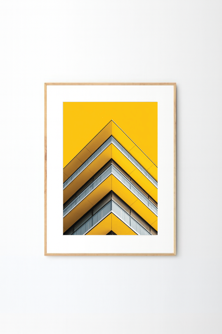 Modern Yellow Architecture Wall Art – Minimal Geometric Building Photography Print