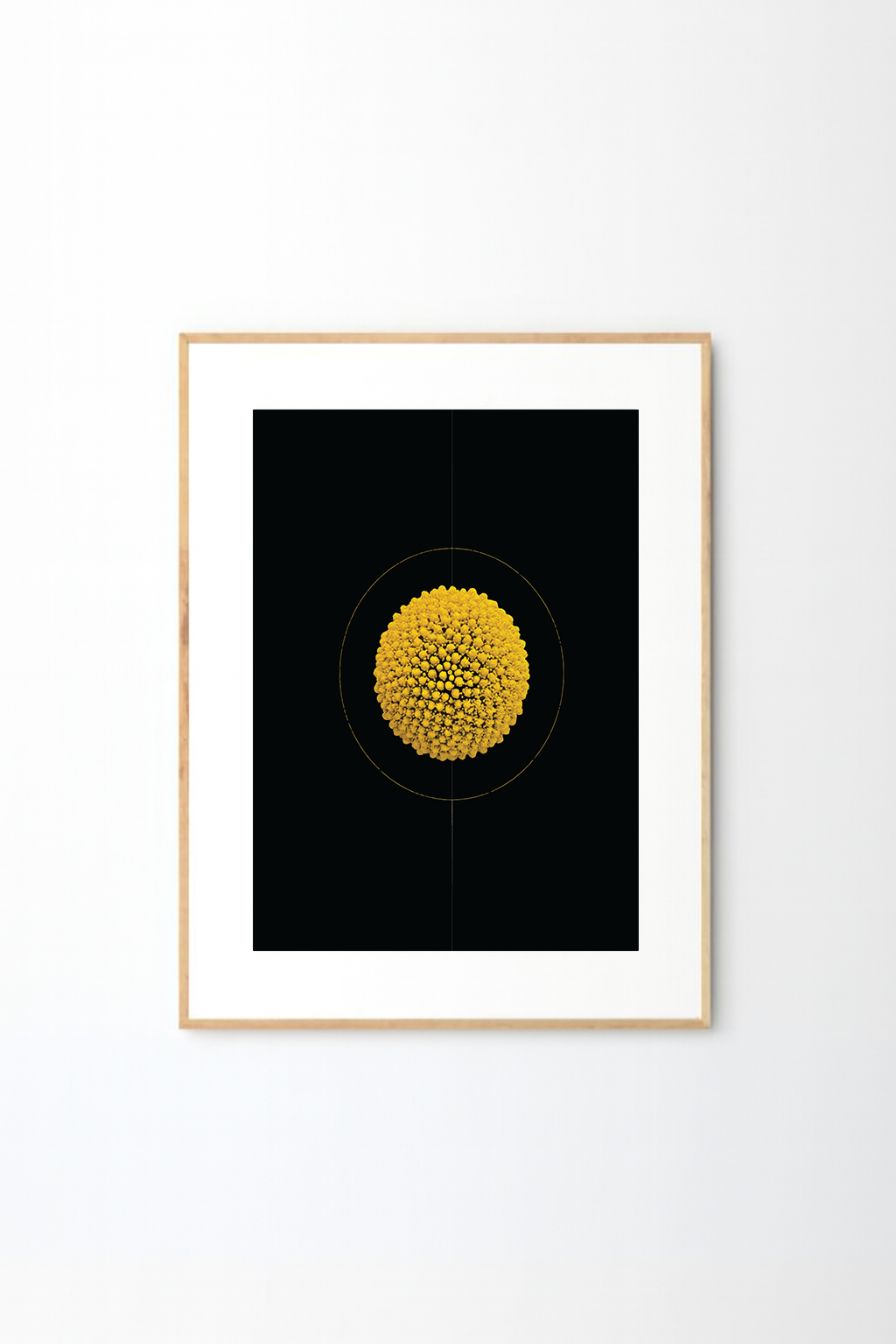 Minimal Black & Gold Abstract Wall Art – Modern Geometric Sphere Design
