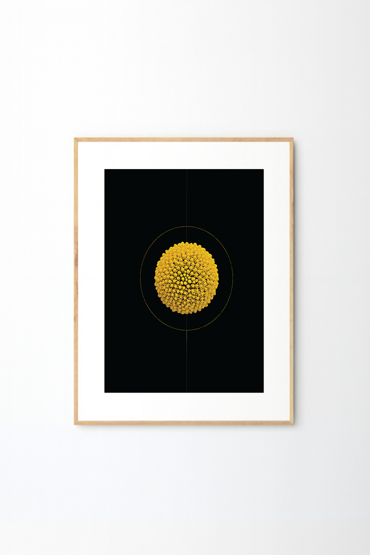 Minimal Black & Gold Abstract Wall Art – Modern Geometric Sphere Design