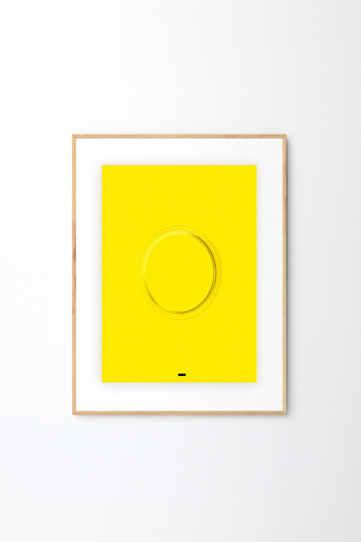 Minimal Yellow Abstract Wall Art – Modern Circle Line Design