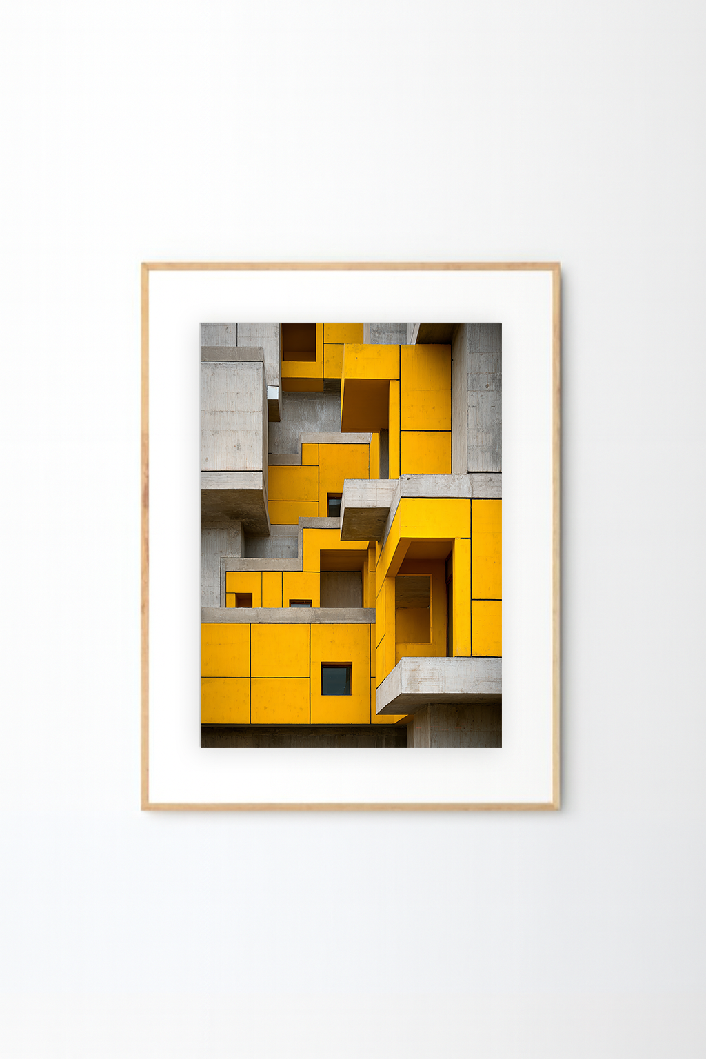 Yellow Concrete Geometry Wall Art – Modern Architectural Abstract Print