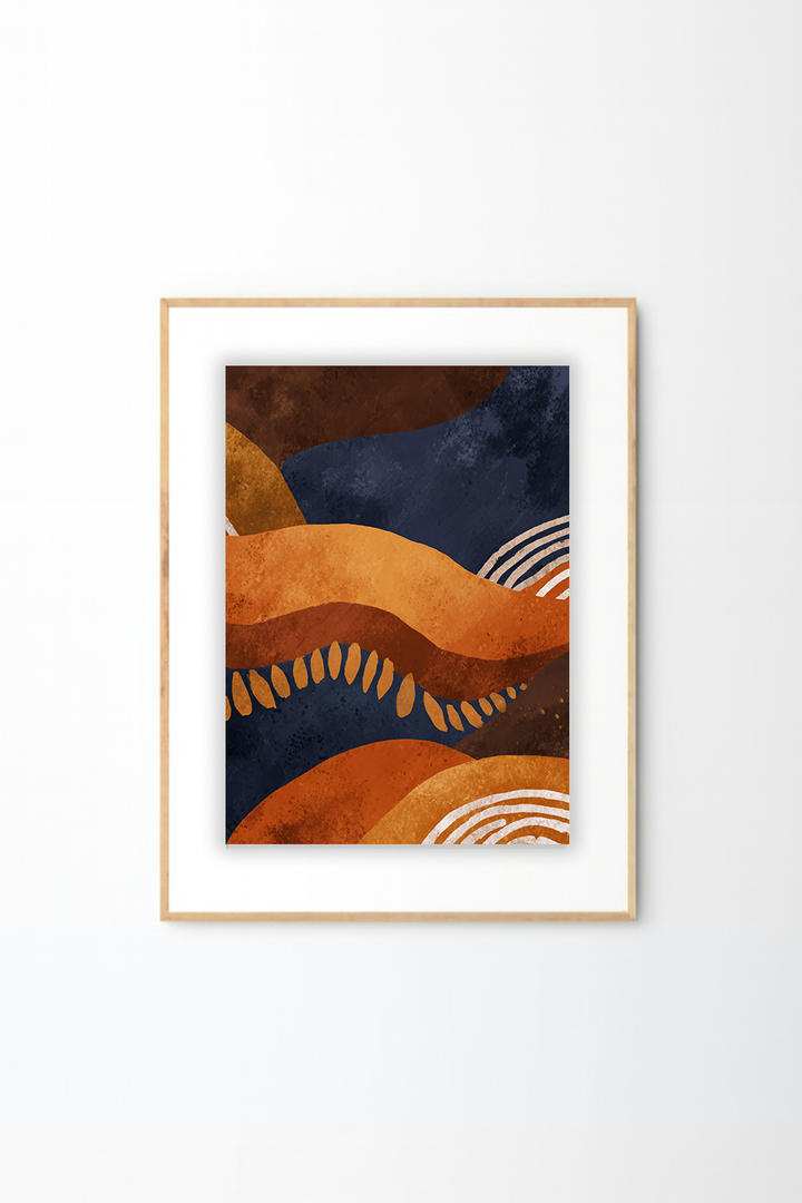 Afro Abstract Landscape Wall Art – African Inspired Earth Tone Modern Wall Decor