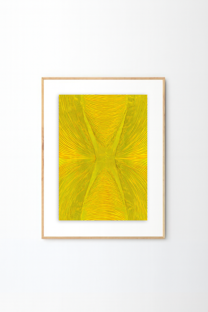 Yellow Flow Line Abstract Wall Art – Modern Minimal Geometric Print
