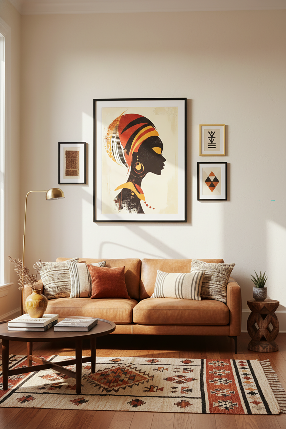 Afro Woman Silhouette Wall Art – Modern Afro Abstract Canvas Print