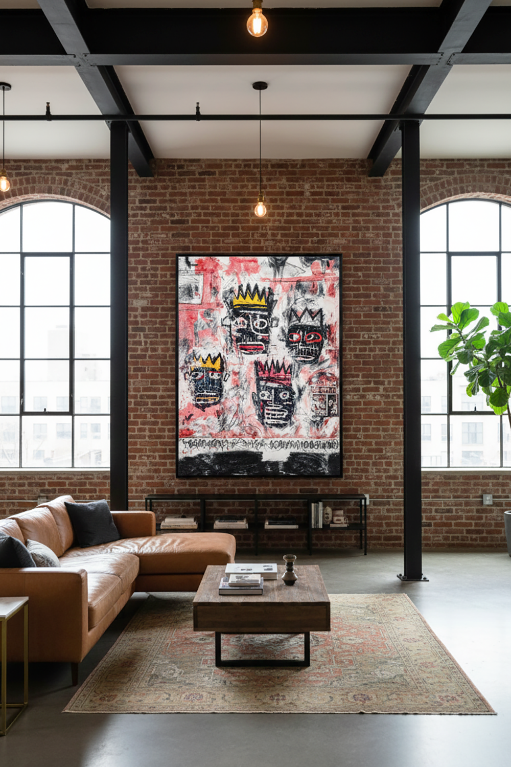 African Urban Art Print - Abstract Faces with Crowns