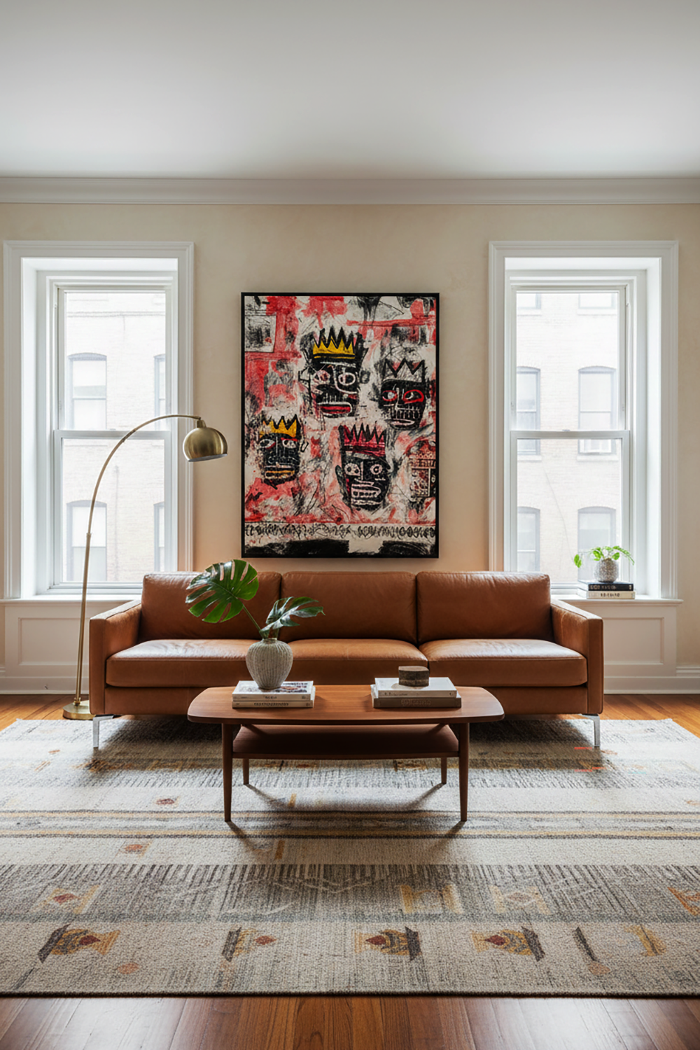 African Urban Art Print - Abstract Faces with Crowns