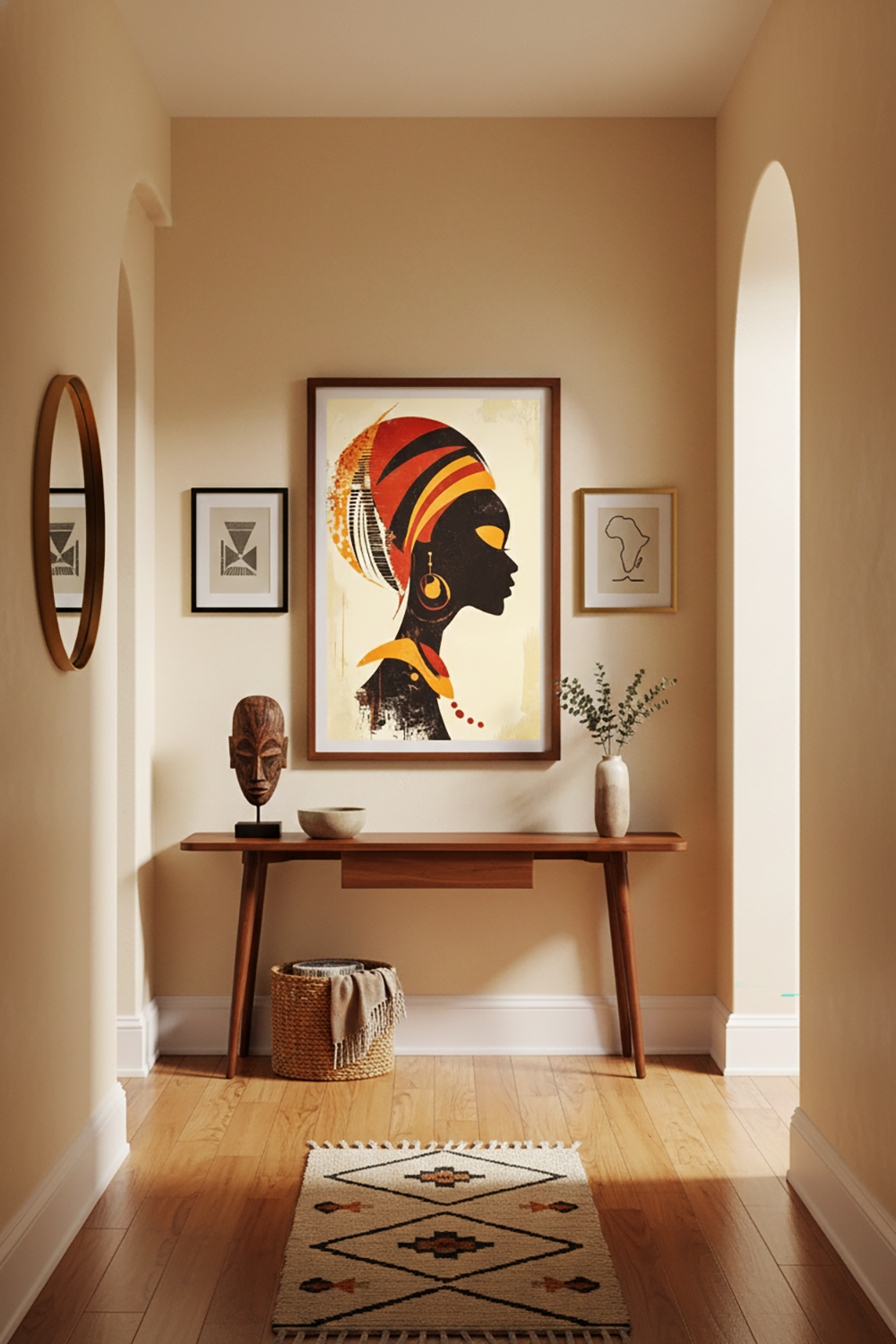 Afro Woman Silhouette Wall Art – Modern Afro Abstract Canvas Print